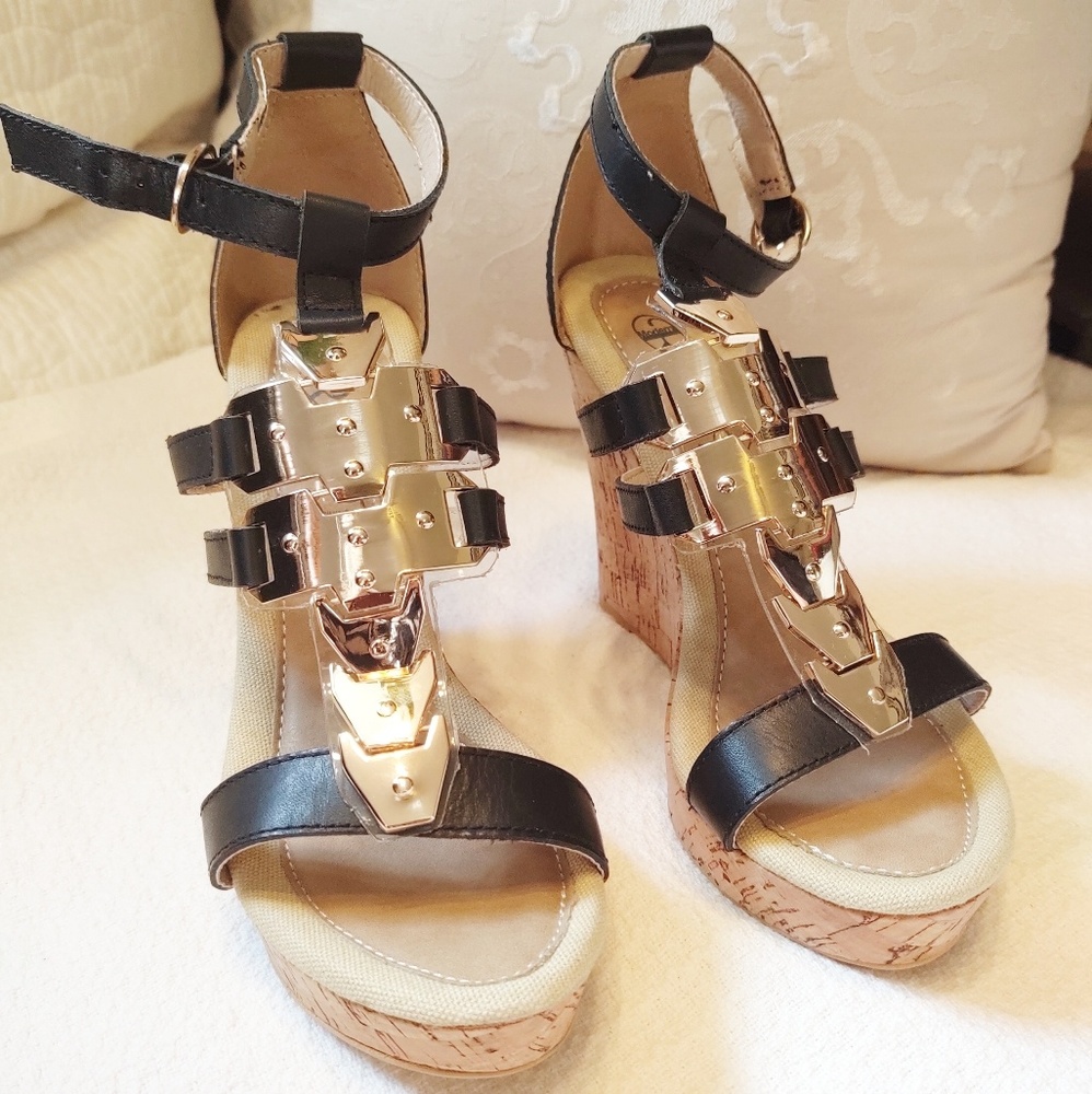 Goddess Complex Modern Rebel Genuine Leather Gold heels shoes